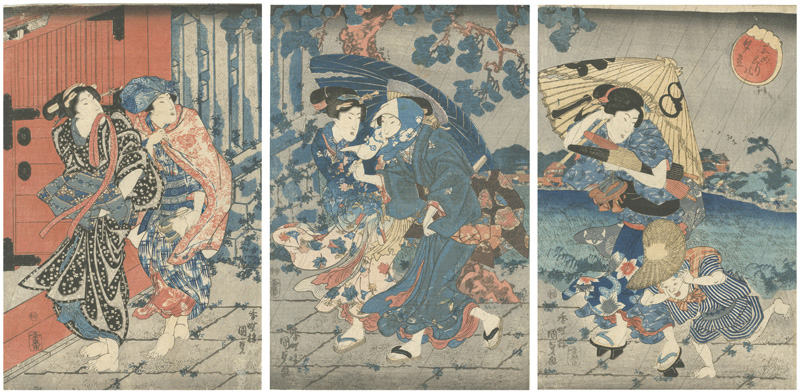 Kunisada I “Mimeguri in Rain”／