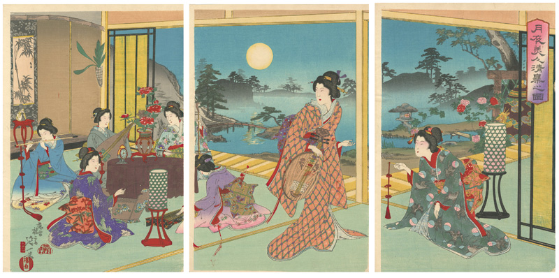 Nobukazu “Beauties Playing Chinese Music on a Moonlit Night”／