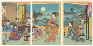 Nobukazu/Beauties Playing Chinese Music on a Moonlit Night[月夜美人清楽之図]