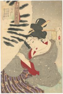 Yoshitoshi/Thirty-two Aspects of Customs and Manners / Looking Frozen: The Appearance of a Fukagawa Nakamachi Geisha in the Tempo Era[風俗三十二相　さむさう 天保年間深川仲町芸者風俗]
