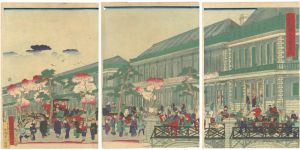 Kuniteru II/Prosperity of the Brick Shops in Kyobashi, the First Large District[第一大区京橋商店 煉瓦石繁栄図]