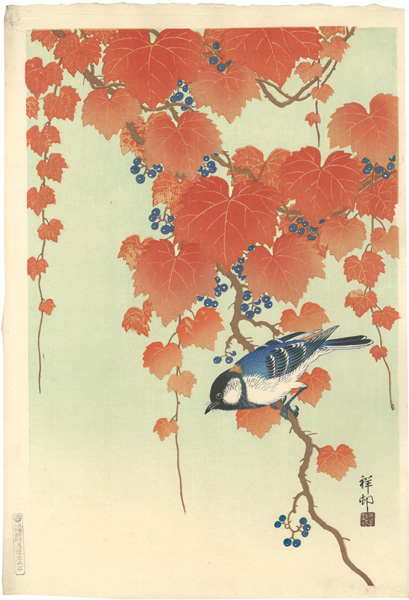 Ohara Koson (Shoson) “Binting on the Ivy”／