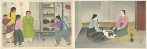 松田黎光｢朝鮮風俗 独楽・砧｣