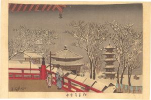 清親｢浅草寺雪中｣