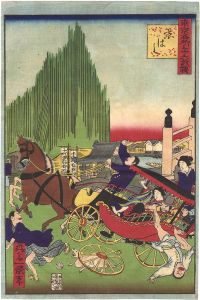 Ikkei/Thirty-six Amusing Views of Famous Places in Tokyo / Kyobashi Bridge[東京名所三十六戯撰　京はし]