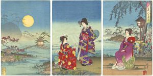 Nobukazu/Customs of the East / Beauties Viewing the Moon[東風俗　美人の月見]