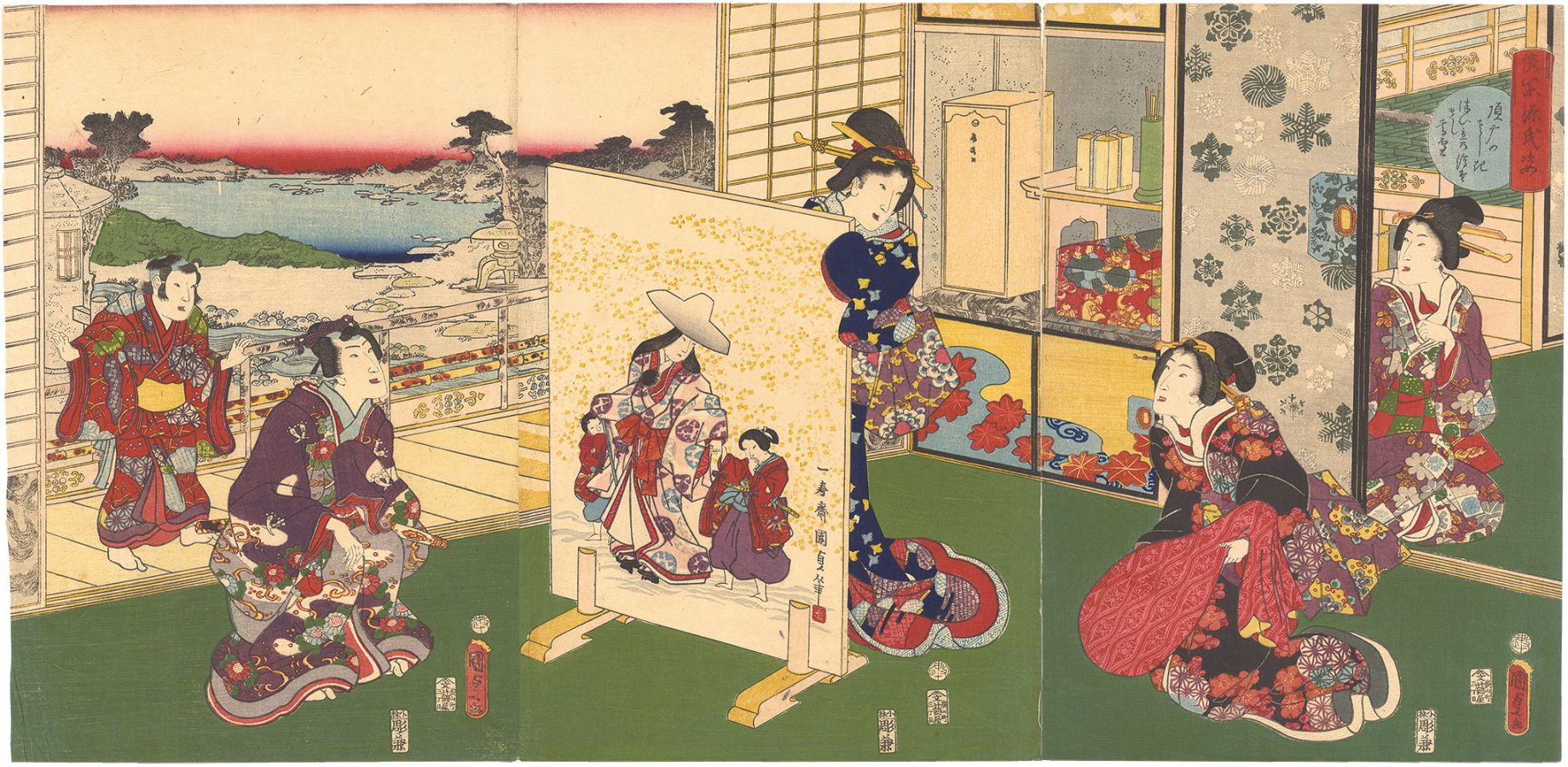 Kunisada II “Portraits of the False Murasaki's Genji / Suma”／