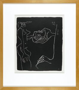 ル・コルビュジエ｢版画集『二つの間に』より　No.11　握手：二人の人物｣