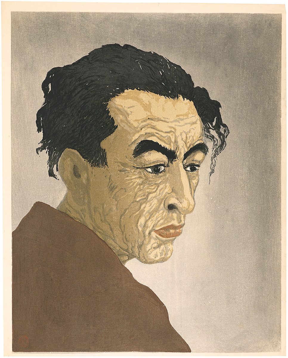 Onchi Koshiro “Author of Ice Isle (Portrait of S. Hagiwara)”／