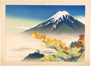 穴山勝堂｢大和絵版画　富士と五湖　第一　富士と河口湖｣
