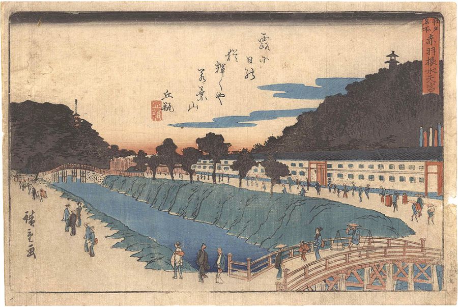 Hiroshige I “Famous Places in Edo / Akabane Bridge and Suiten Shrine”／