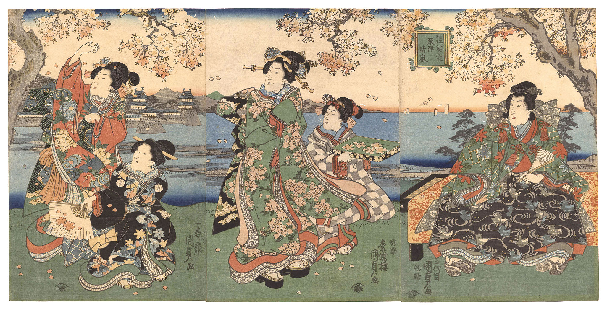 Kunisada II “Eight Views of Omi / Clearing Weather at Awazu”／