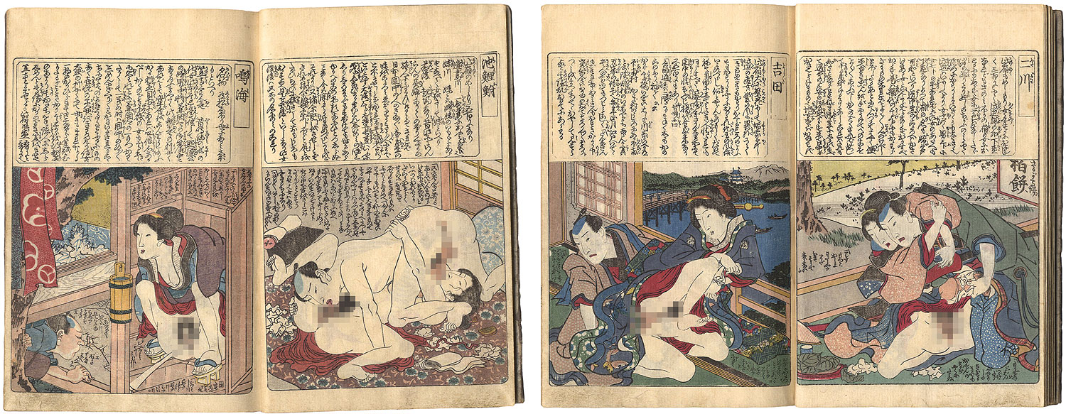 「仮宅草紙さしもぐさ」恋川笑山画作 安政三年 1冊|艶本 春画 浮世絵 和本 恋川笑山(こいかわしょうざん) - 美玉三十六佳撰三編 花の巻