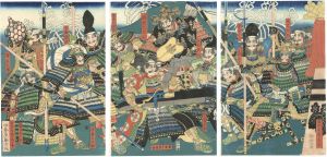 Sadahide/Hashiba Hisayoshi (Toyotomi Hideyoshi) and Warriors[羽柴久吉公陣幕武将図]