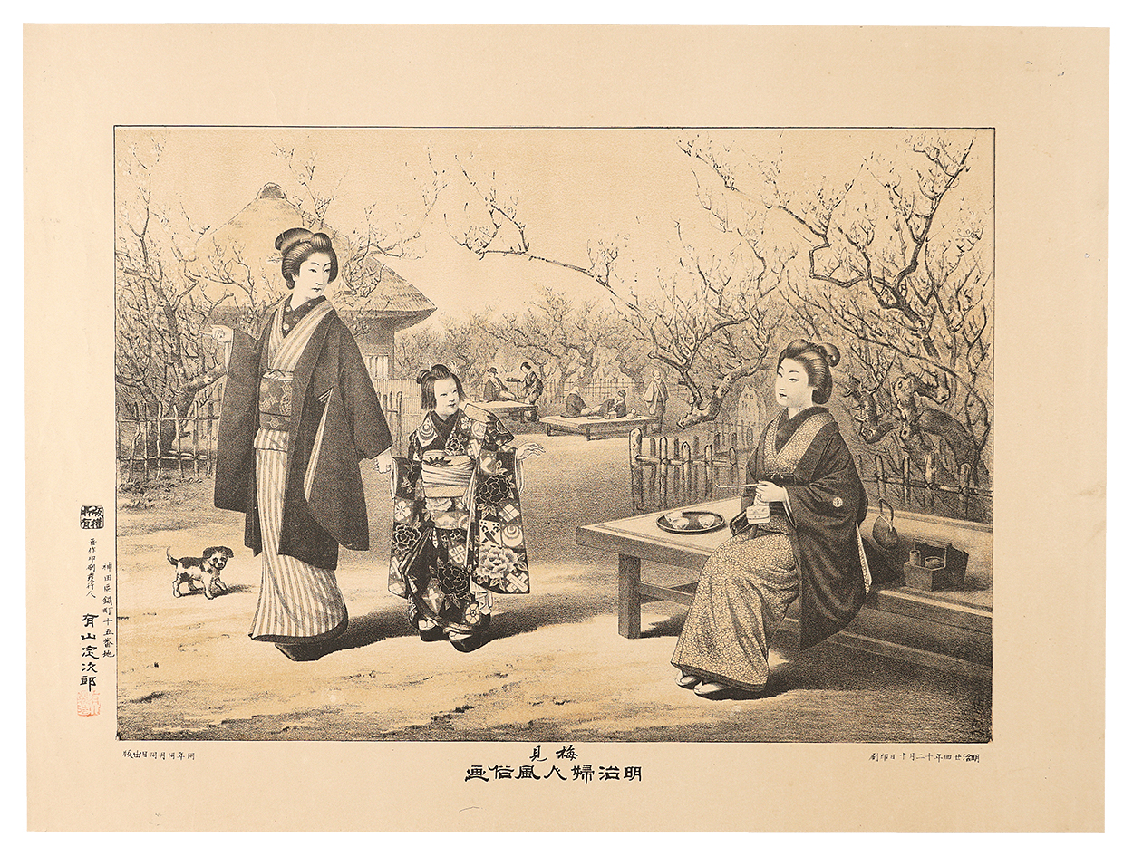 Ariyama Sadajiro “Illustrations of Women's Customs in the Meiji Era / Plum Blossom Viewing”／