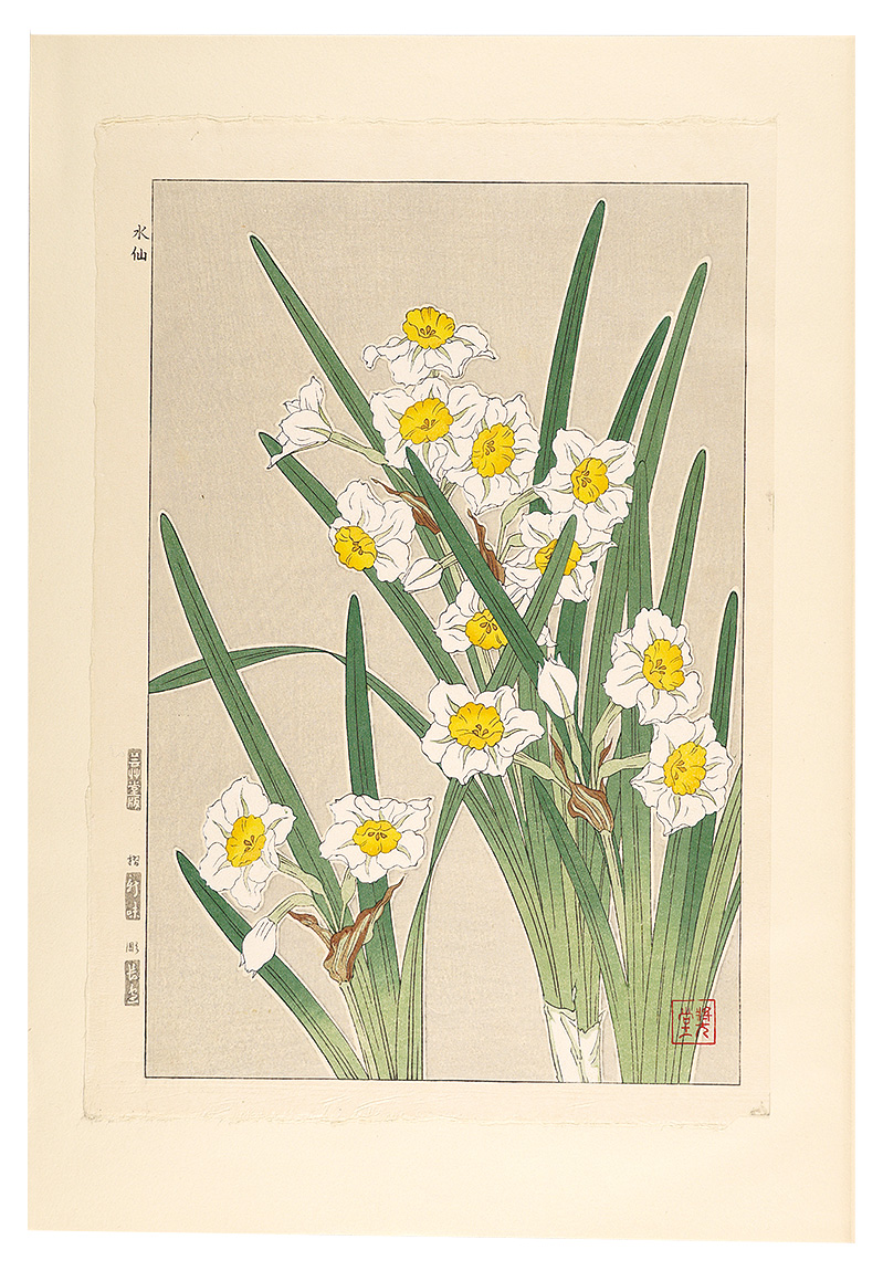 Kawarazaki Shodo “Floral Calendar of Japan / Narcissus”／