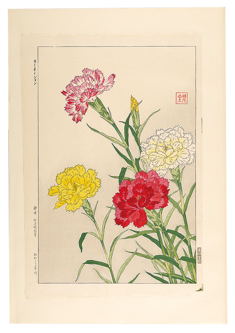 Kawarazaki Shodo “Floral Calendar of Japan / Carnation”／