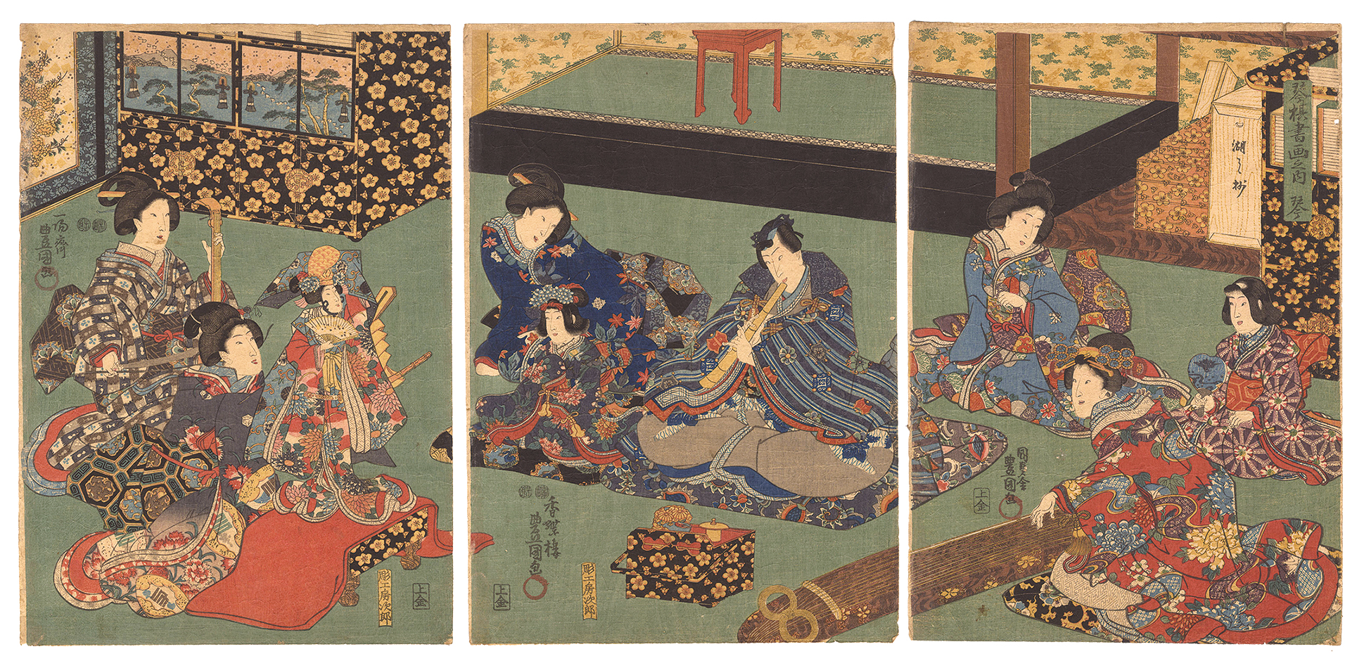 Toyokuni III “The Four Accomplishments / Koto”／