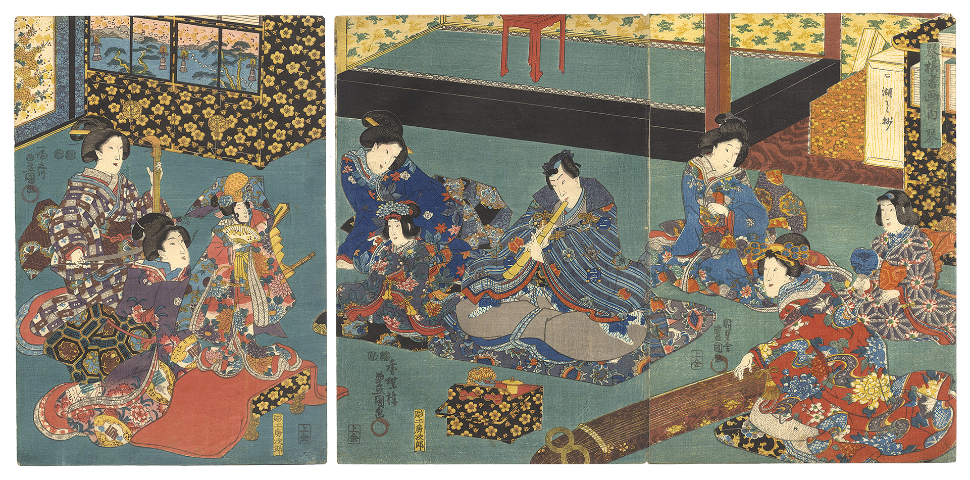 Toyokuni III “The Four Accomplishments / Koto”／