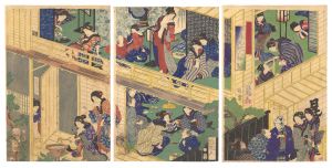 Yoshiiku/Annual Customs of the Present Day[時世粧年中行事内　酌婦天地人極製]