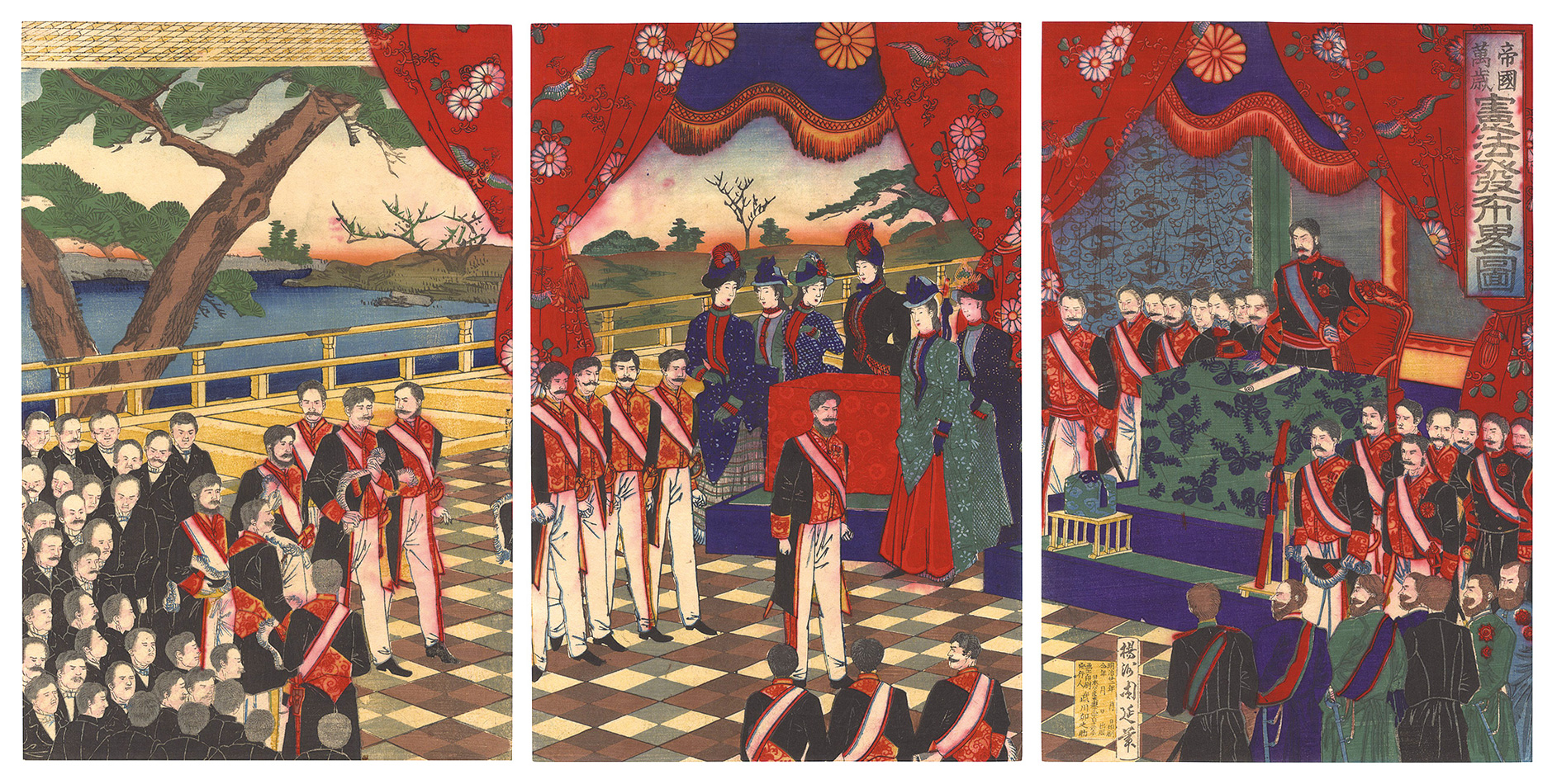 Chikanobu “Hurrah for the Empire: Promulgation of the Constitution”／