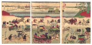 Yoshitora / Steam Train Coming and Going at Takanawa in the Eastern Capital [東都高輪 蒸気車往来之図]