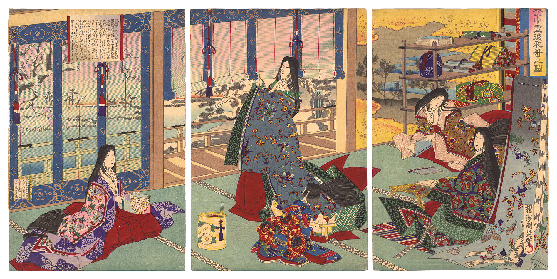 Chikanobu “Poetry Contest of the Court Ladies after Snowfall”／