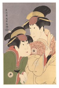 Sharaku/Actors Segawa Tomisaburo II as Yadorigi, Wife of Ogishi Kurando and Nakamura Manyo as the Maid Wakakusa 【Reproduction】[二世瀬川富三郎の大岸蔵人妻やどり木 中村万世の腰元若草【復刻版】]