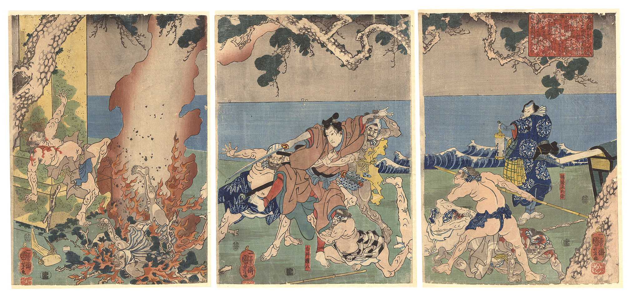 Kuniyoshi “Shirai Gonpachi and Banzui Chobei”／