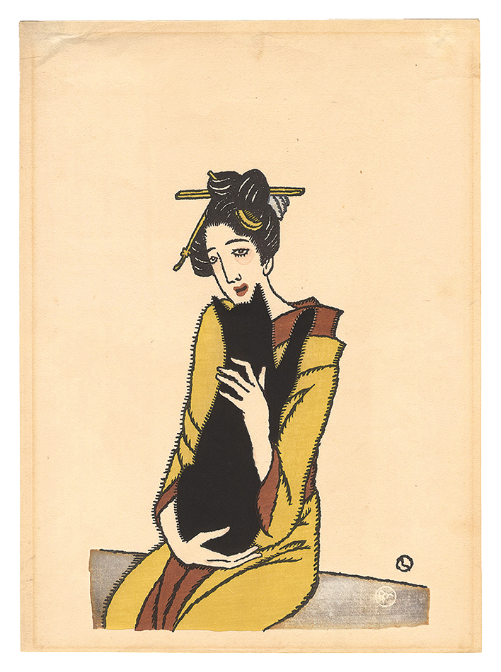 Takehisa Yumeji “Woman Holding a Black Cat”／