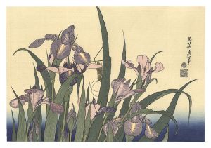 Hokusai/Blossoming Irises and Grasshopper 【Reproduction】[あやめにきりぎりす【復刻版】]