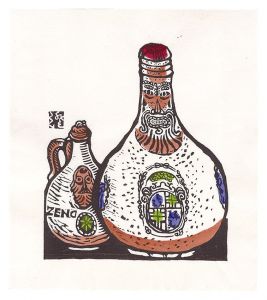 Liquor Bottles with Beards and Mustaches / Kawakami Sumio