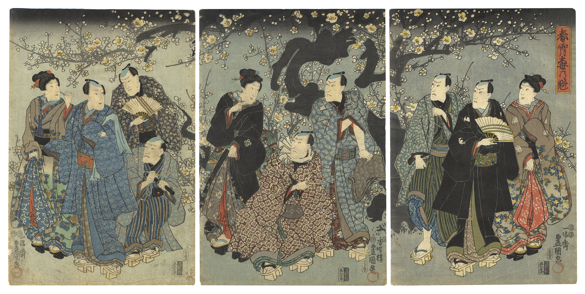 Toyokuni III “Plum Blossoms at Their Height on a Spring Night”／