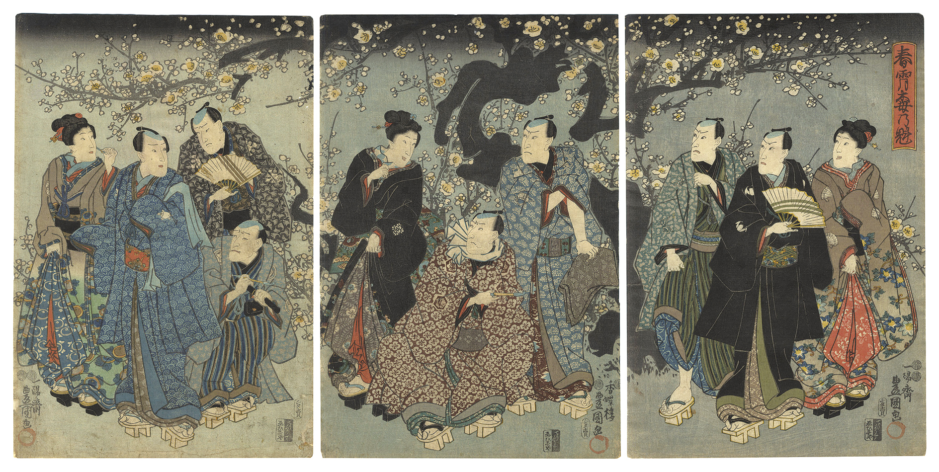 Toyokuni III “Plum Blossoms at Their Height on a Spring Night”／