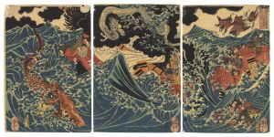 On the Sea at Mizumata in Hogo Province, Tametomo Encounters a Storm... / Kuniyoshi