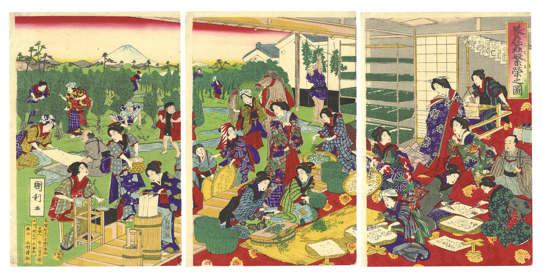 Kunitoshi “Illustration of Flourishing Sericulture”／