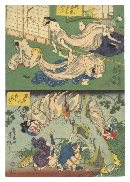 Kyosai “Plays of Raccoon Dog / Futon and Rokurokubi”／