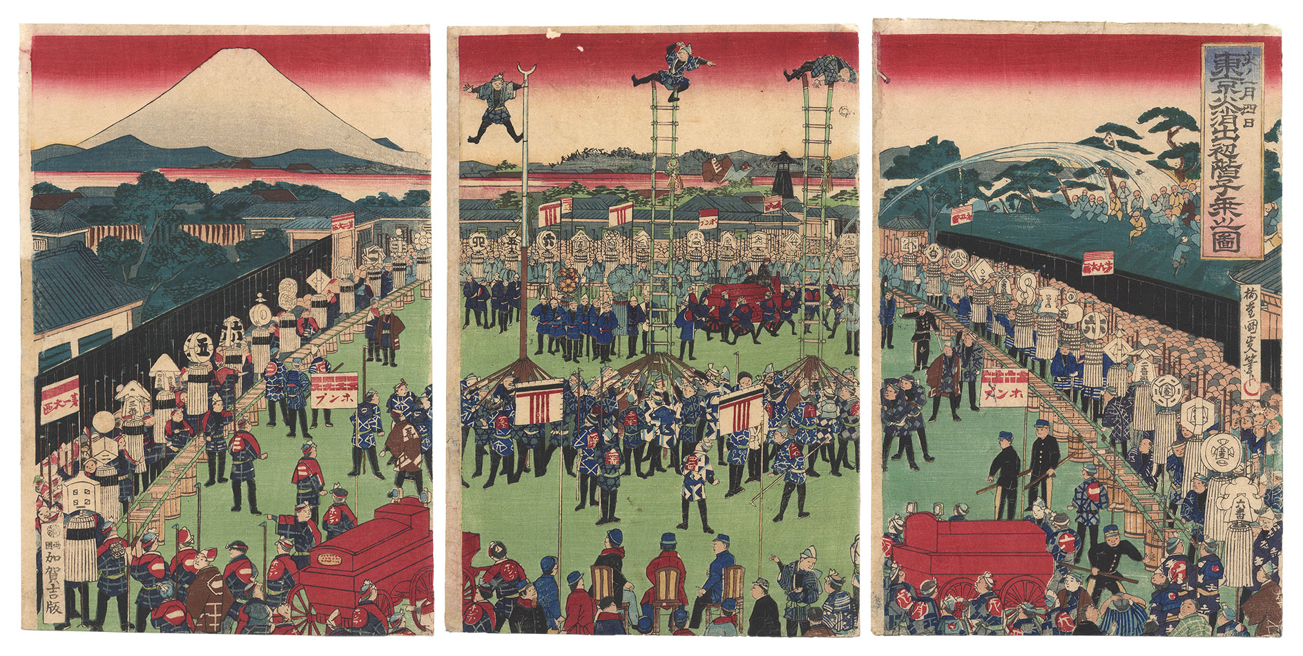 Kunimasa “New Year Event of Firefighters in Tokyo, January 4, 1875”／