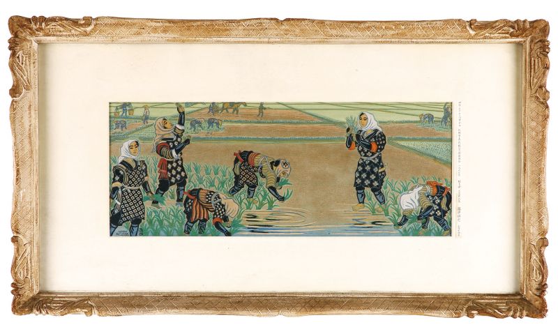 Katsuhira Tokushi “Four Scenes of Rice Cultivation / Girls Planting Rice (Summer)”／