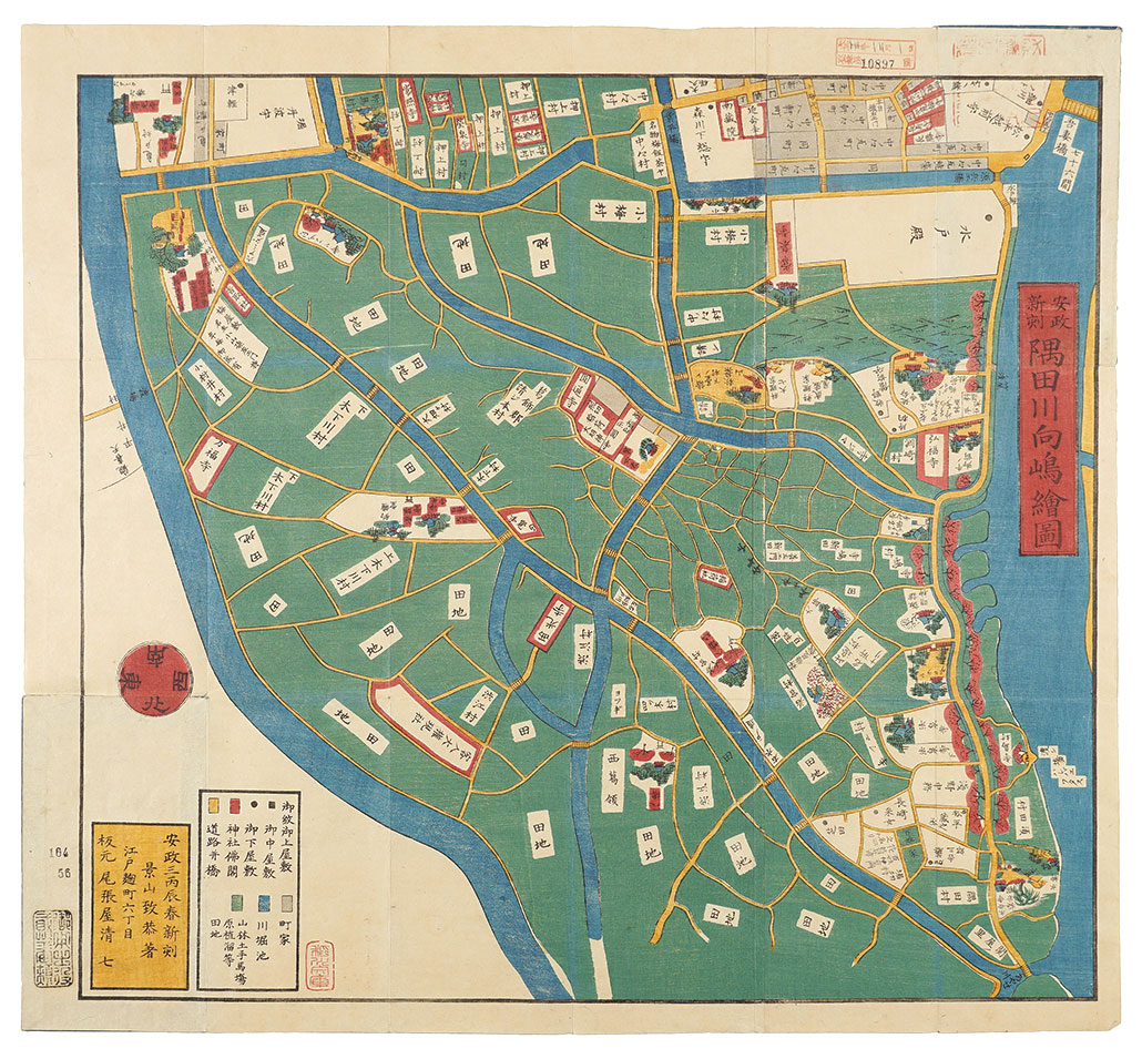 Kageyama Muneyasu “Map of the Sumida River and Mukojima, New Ansei edition”／