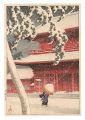 <strong>Kawase Hasui</strong><br>Snow at Zojoji Temple, Shiba