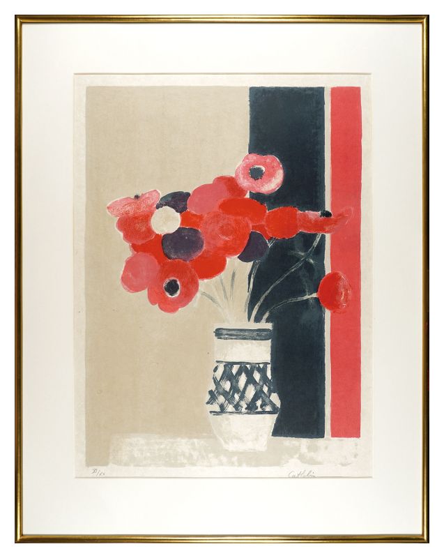 Bernard Cathelin “Anemones in the Lattice Vase”／