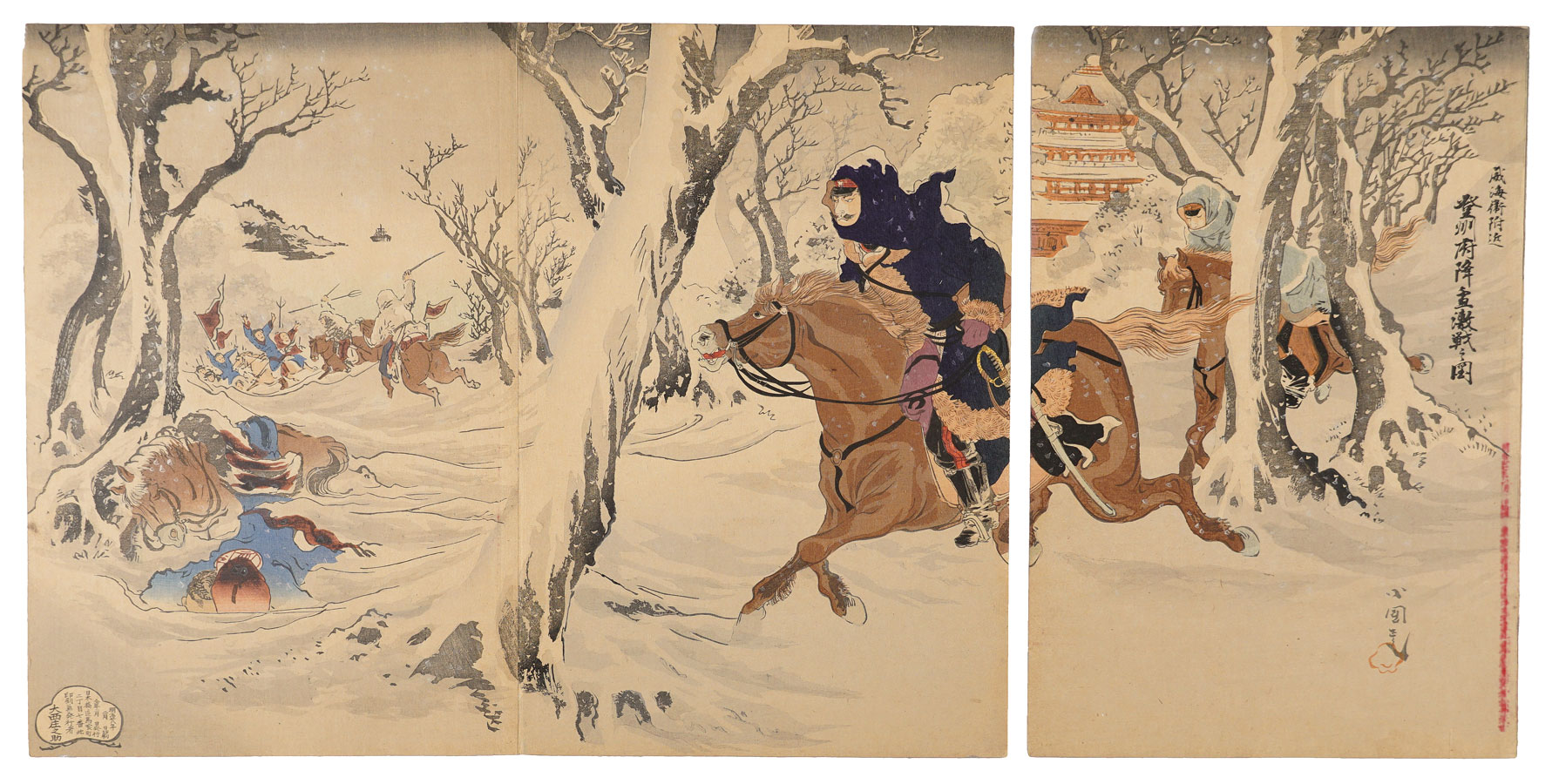 Kokunimasa “Fierce Battle at Snowy Dengzhou near Weihaiwei”／