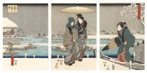 Famous Places in Edo: Views of the Four Seasons / Sumida River in Snow【Reproduction】 / Hiroshige I