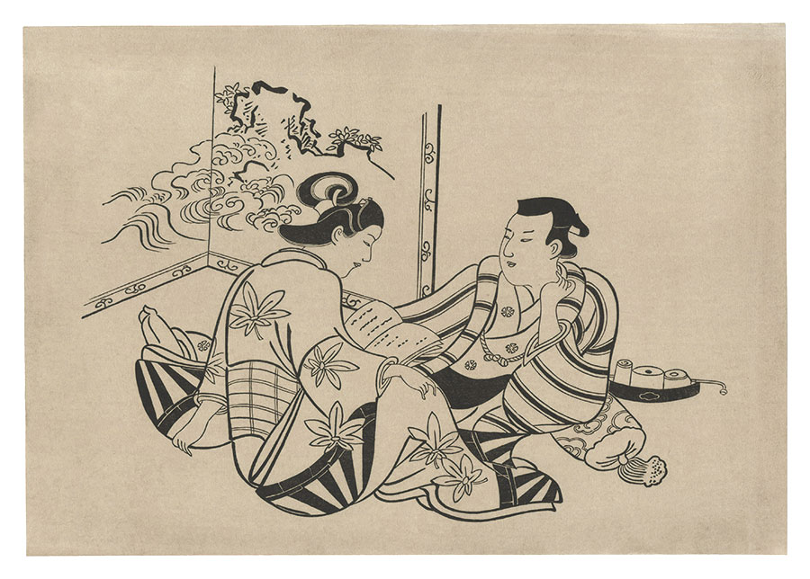 Kiyomasu  “A Man and a Woman Reading a Book【Reproduction】”／