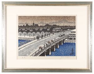 The Fifty-three Stations of the Tokaido / The Great Bridge at Sanjo, Kyoto / Sekino Junichiro