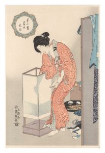Starlight Frost and Modern Manners / Woman Lighting a Lamp 【Reproduction】 / Kunisada I