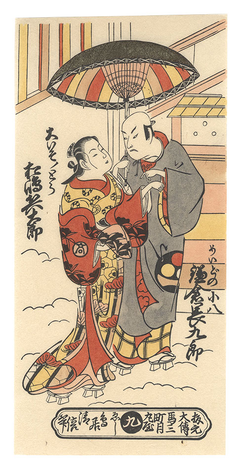 Kiyomasu II “The Actors Kamakura Chokuro as Meido no Kohachi and Matsushima Hyotaro as Oiso no Tora 【Reproduction】”／