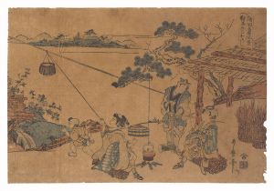 Famous Views in the Various Provinces / Lowering the Basket at Kurama / Utamaro II