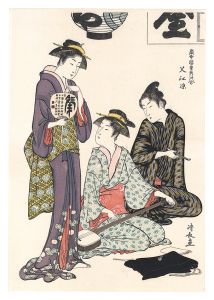 Kiyonaga/Collection of contemporary beauties in the gay quarters/Cooling off at Nakazu  【Reproduction】[当世遊里美人合 叉江涼【復刻版】]